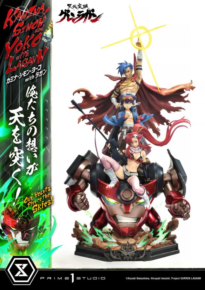 Kamina, Simon & Yoko with Lagann Our hearts pierce the skies! - Tengen Toppa Gurren Lagann