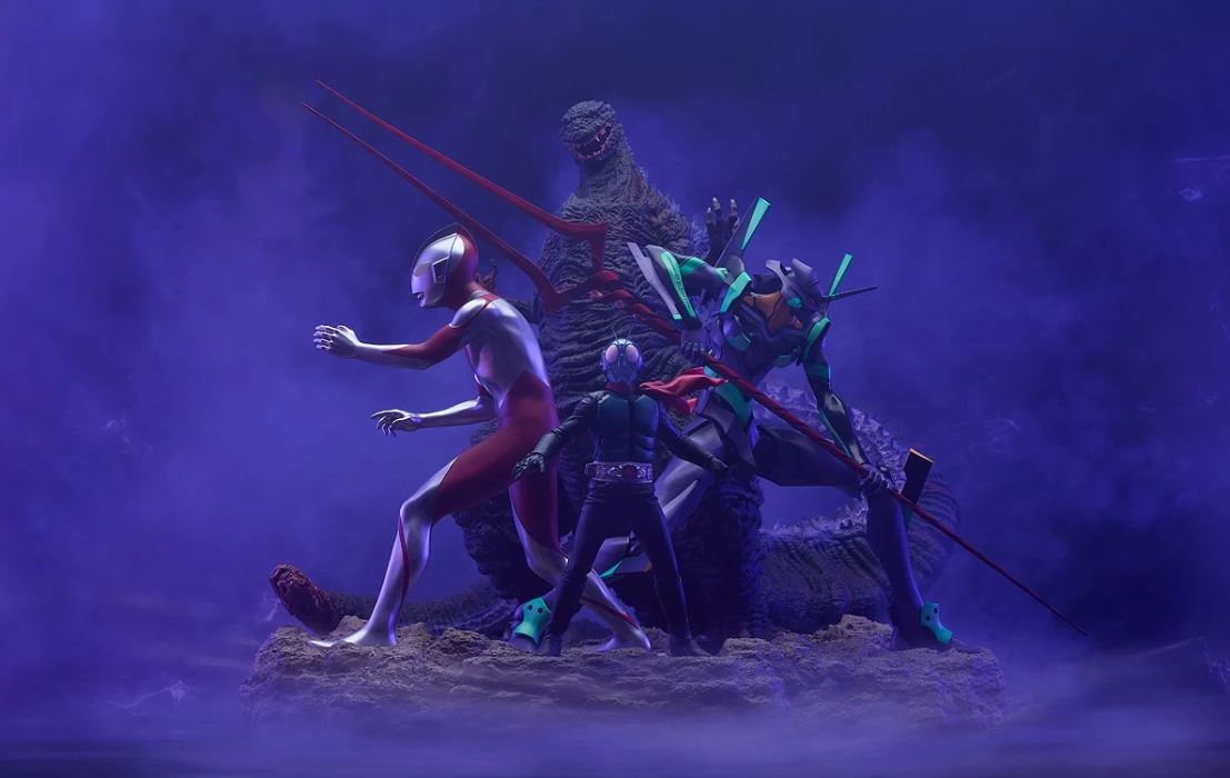 Shin Japan Heroes Universe: Godzilla, EVA01, Ultraman and Masked Rider
