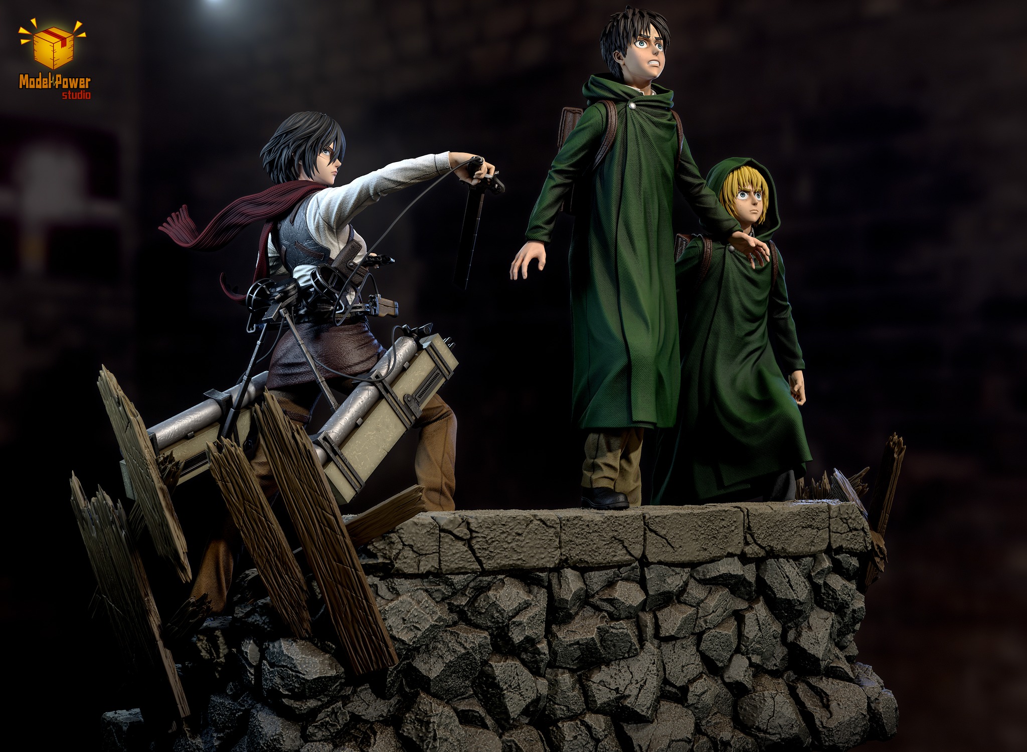 The Basement Trio Mikasa & Armin & Eren - Attack On Titan