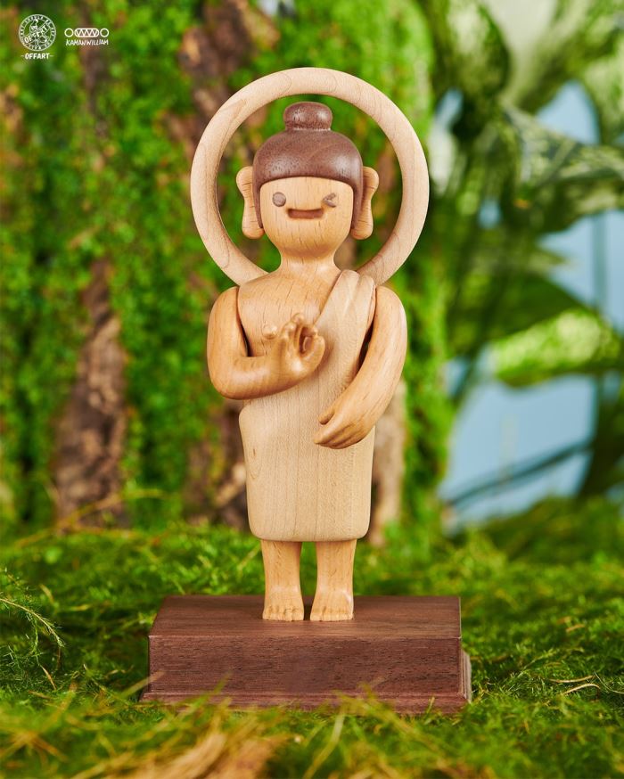OK Buddha All Things Are OK Wood Statue