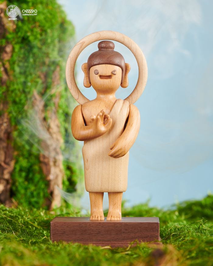 OK Buddha All Things Are OK Wood Statue
