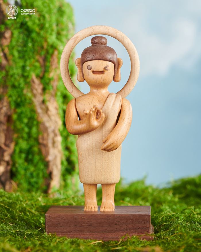 OK Buddha All Things Are OK Wood Statue