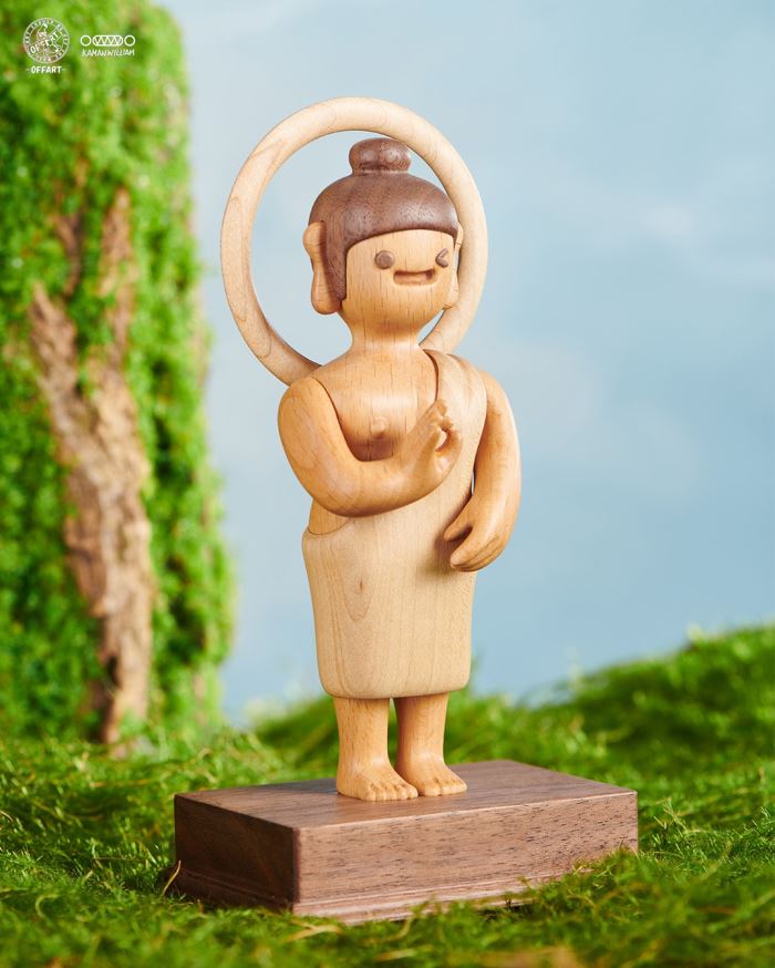 OK Buddha All Things Are OK Wood Statue