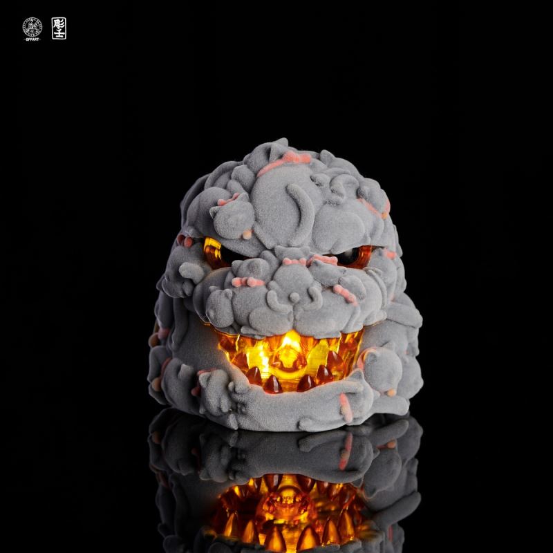 Hundred Cats Red Lotus Mini Fortune Head Sculpture - Flocked Version