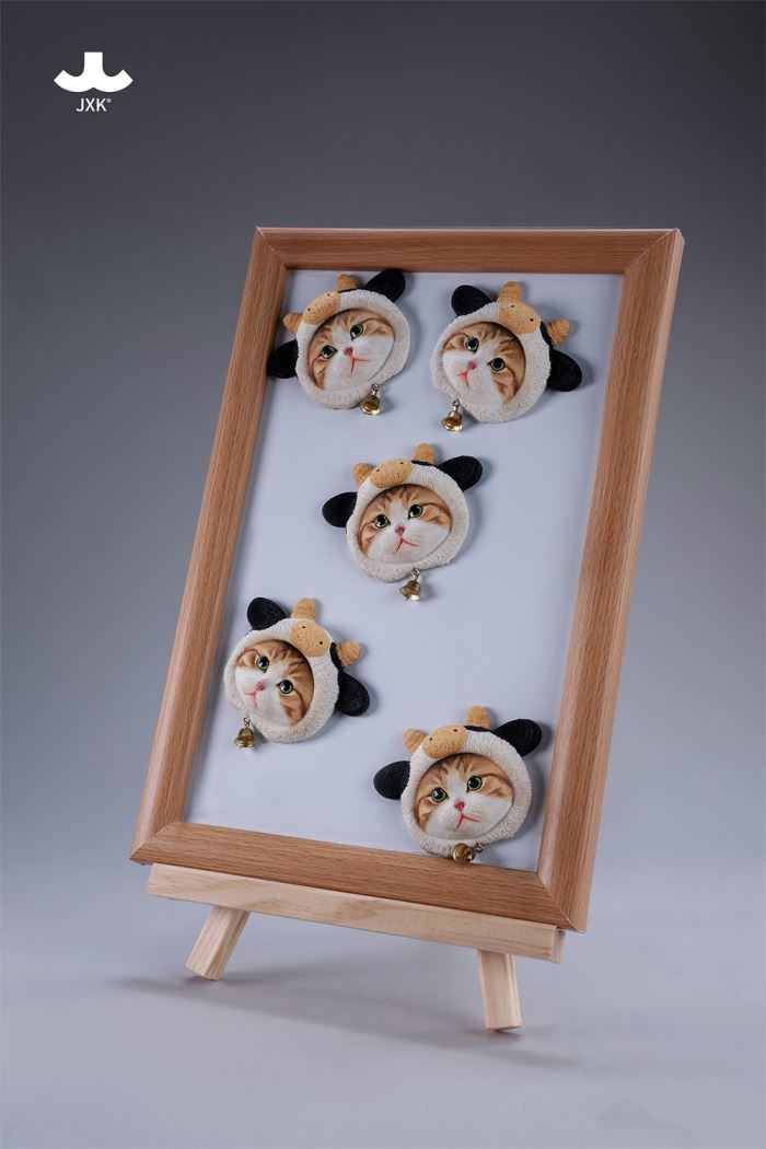 Cute Cat in Milk Cow Hat Magnet