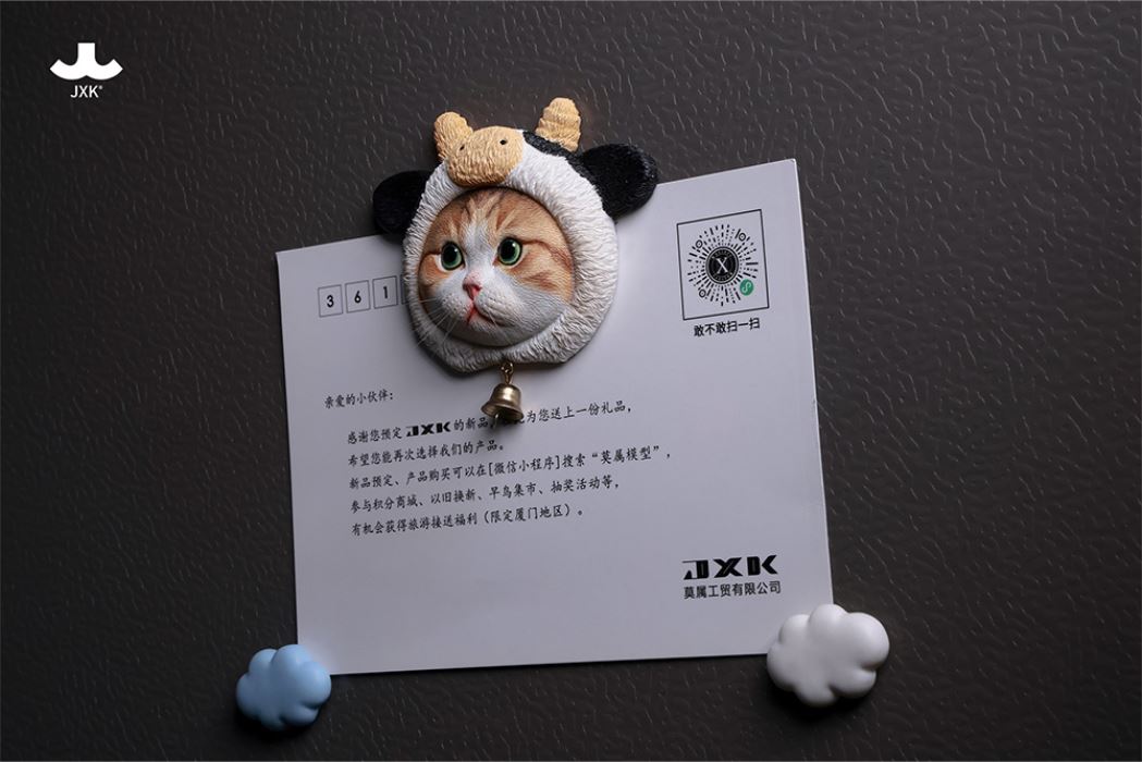 Cute Cat in Milk Cow Hat Magnet