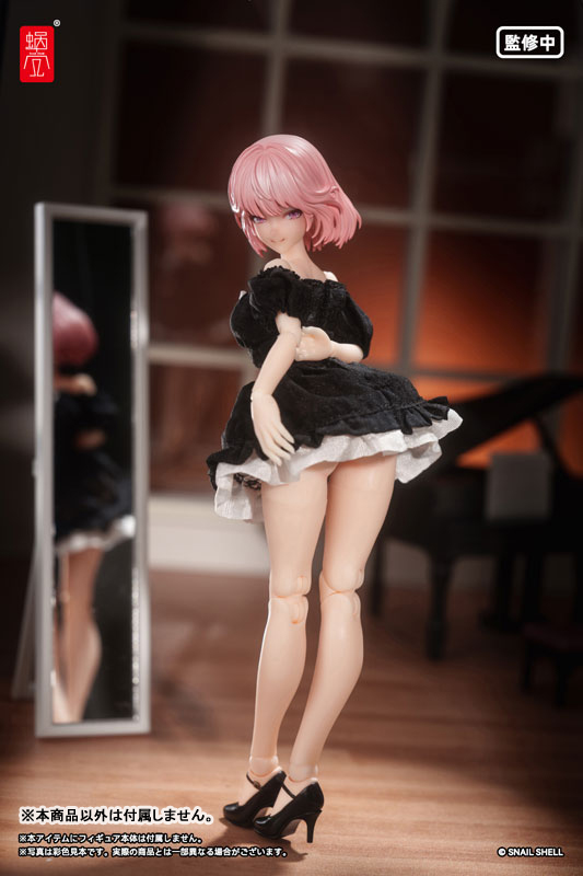 Puff Sleeves One-piece Dress (Black) (DOLL ACCESSORY)