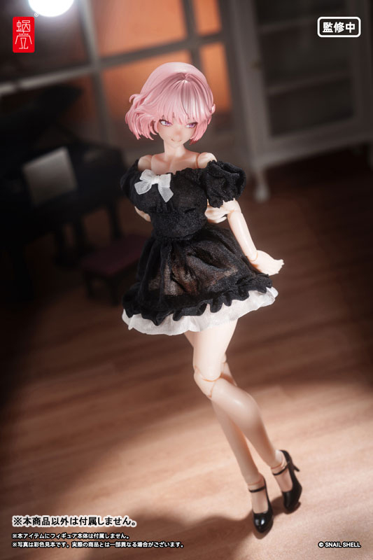 Puff Sleeves One-piece Dress (Black) (DOLL ACCESSORY)