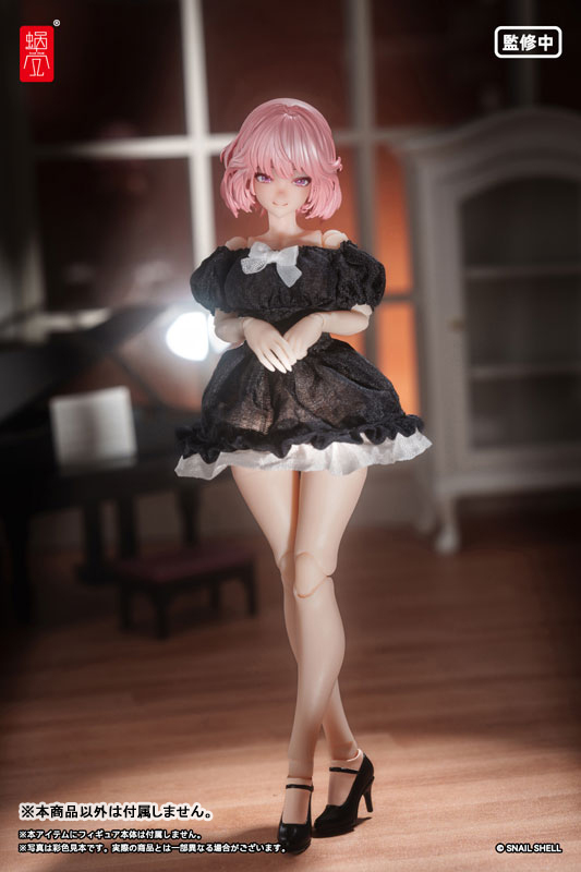 Puff Sleeves One-piece Dress (Black) (DOLL ACCESSORY)