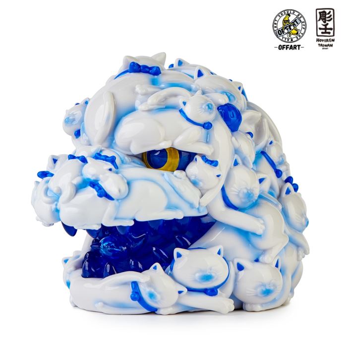 Hundred Cats Red Lotus Mini Fortune Head Carving