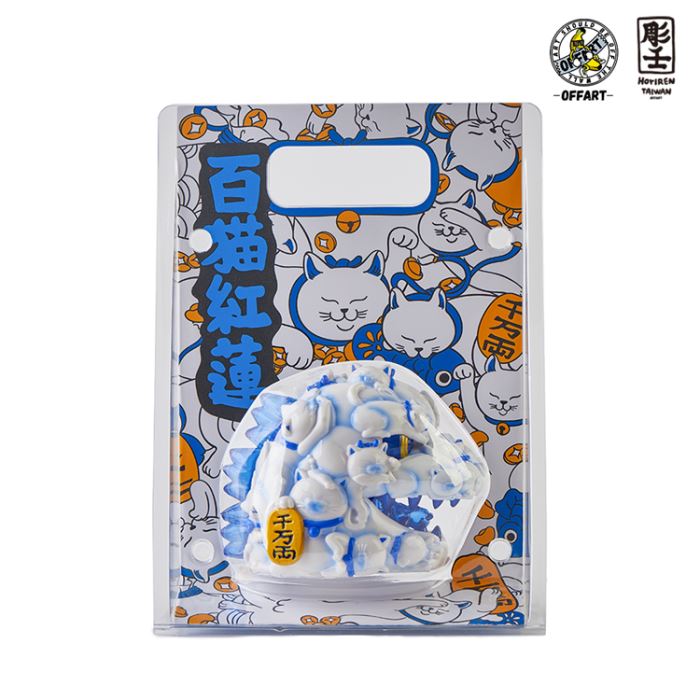 Hundred Cats Red Lotus Mini Fortune Head Carving