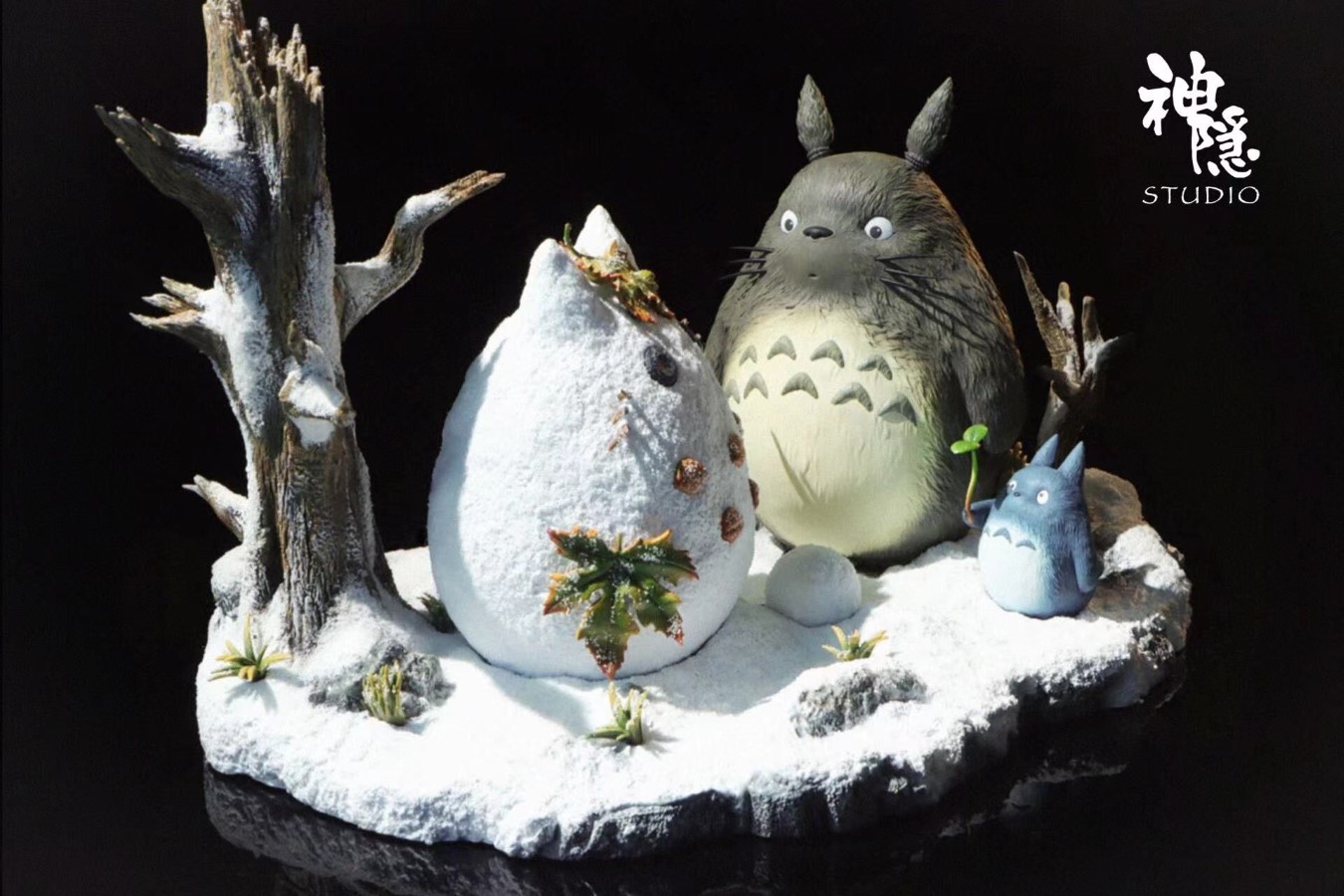 Totoro play in the snowfield