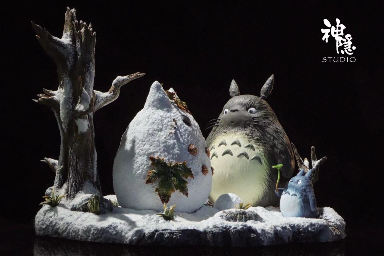 Totoro play in the snowfield