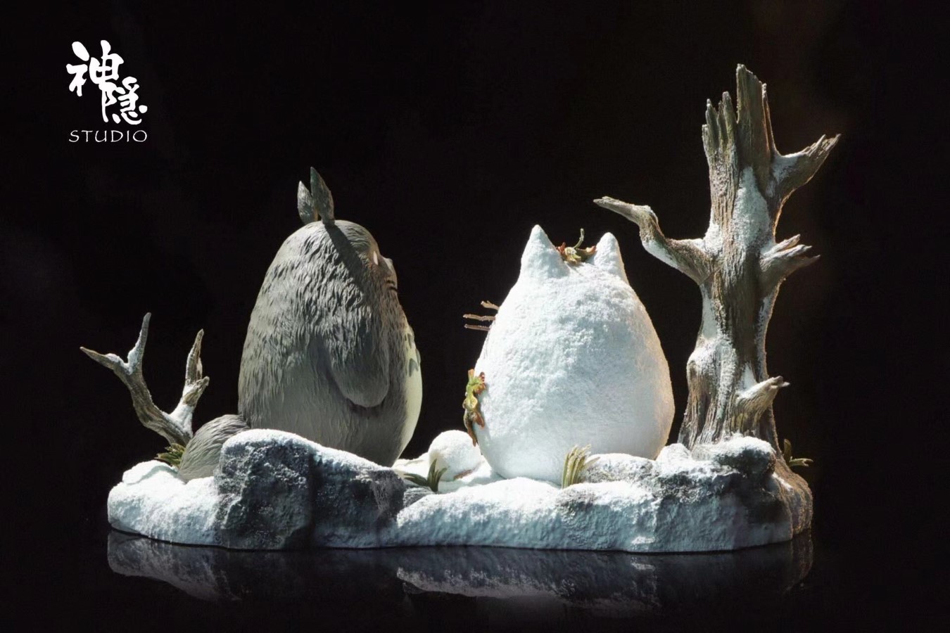 Totoro play in the snowfield