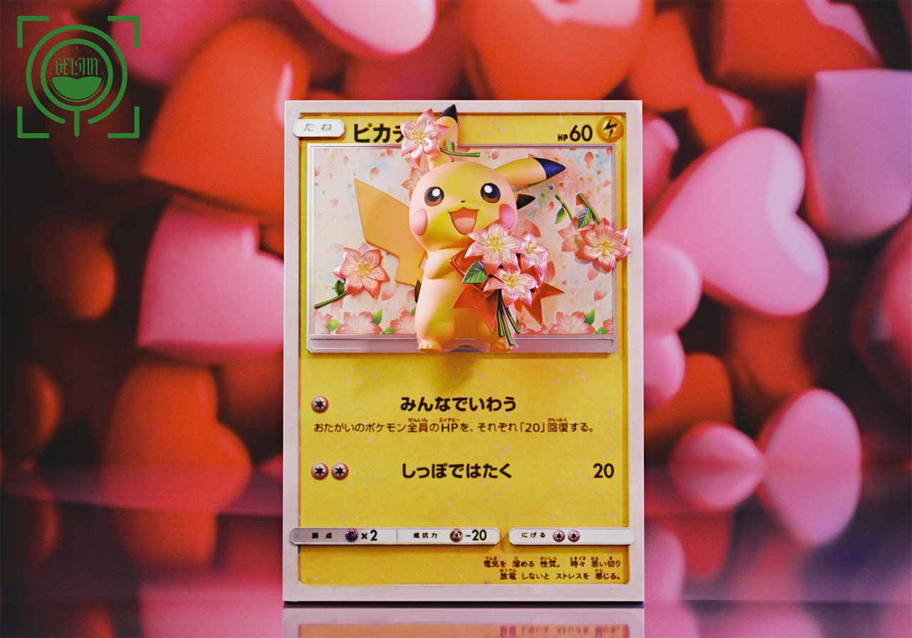 Pikachu with flowers Card