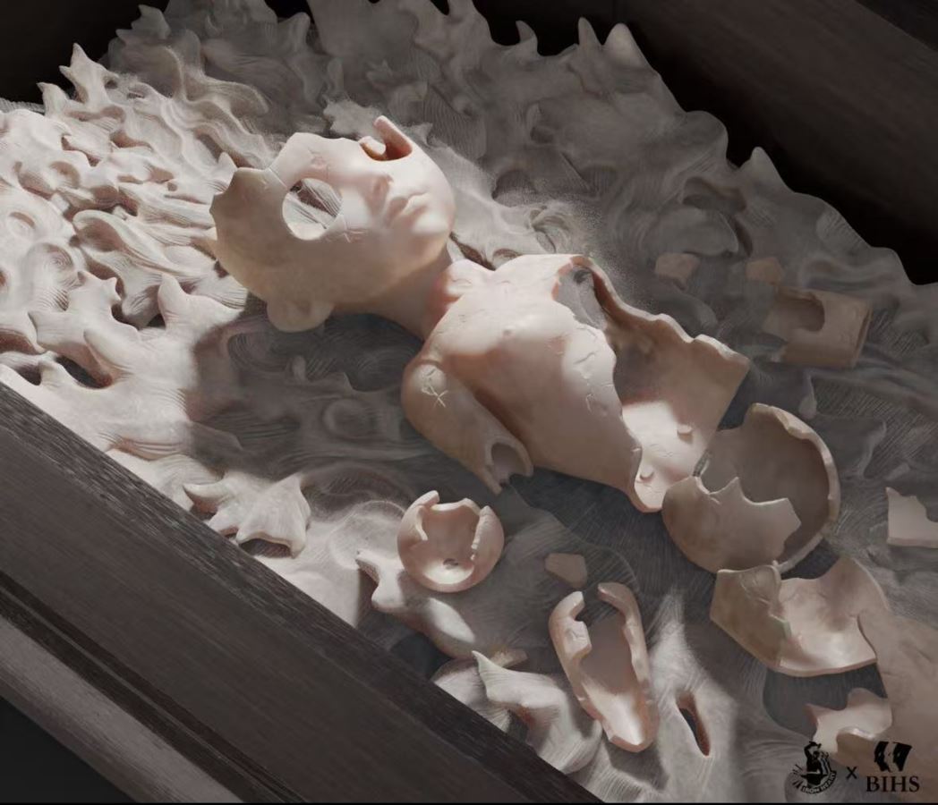 Berserk Black dog pulling coffin of Casca