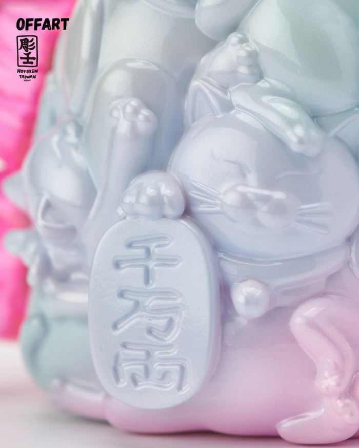 Hundred Cats Red Lotus Mini Lucky Head Sculpture - Sweet Frosting Version