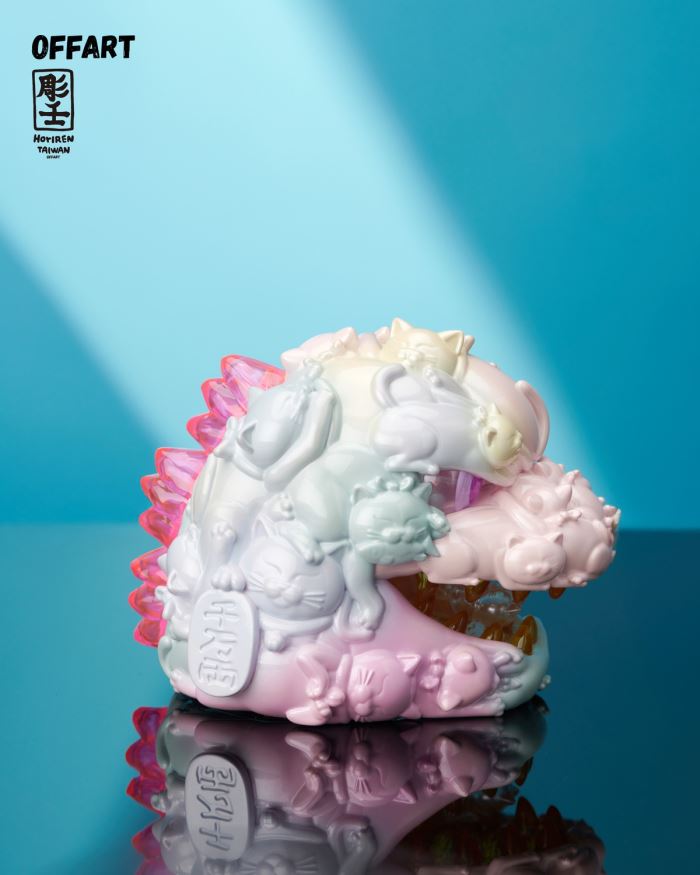 Hundred Cats Red Lotus Mini Lucky Head Sculpture - Sweet Frosting Version