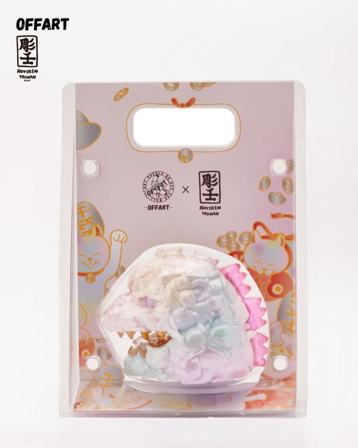 Hundred Cats Red Lotus Mini Lucky Head Sculpture - Sweet Frosting Version