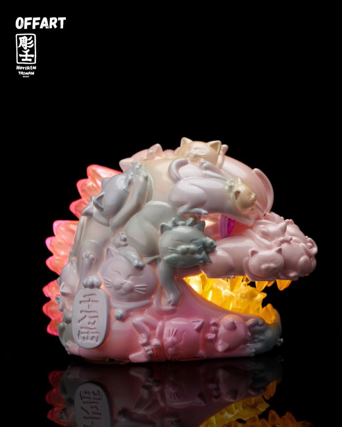 Hundred Cats Red Lotus Mini Lucky Head Sculpture - Sweet Frosting Version