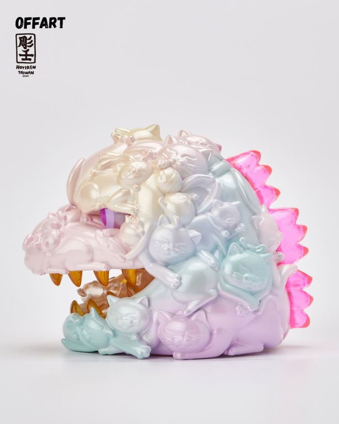 Hundred Cats Red Lotus Mini Lucky Head Sculpture - Sweet Frosting Version