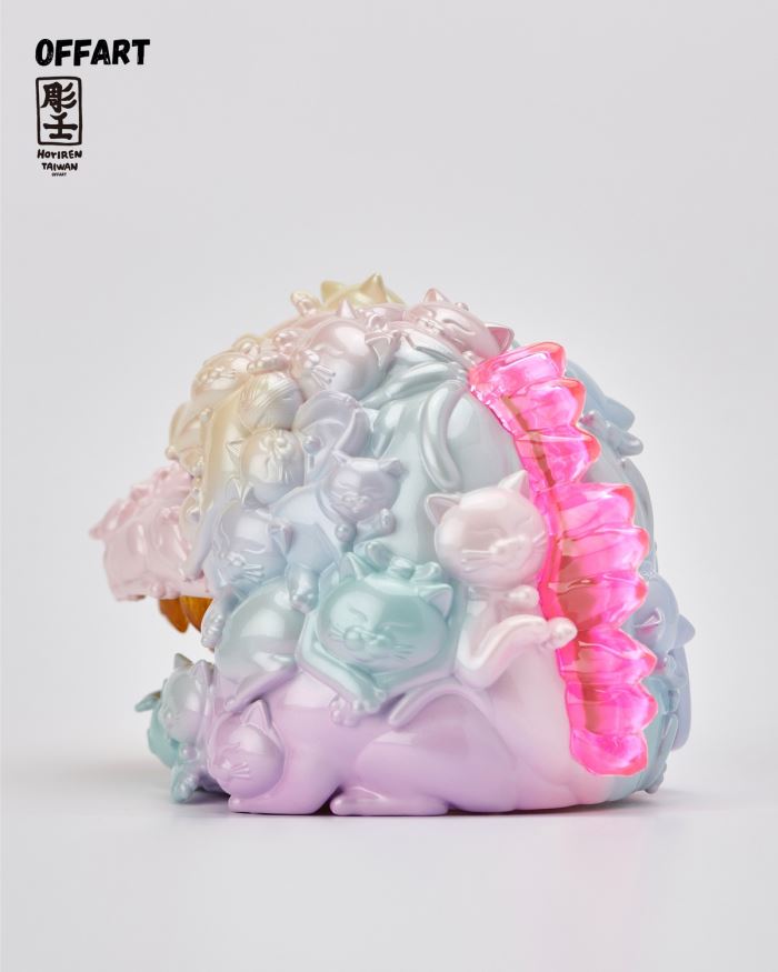 Hundred Cats Red Lotus Mini Lucky Head Sculpture - Sweet Frosting Version