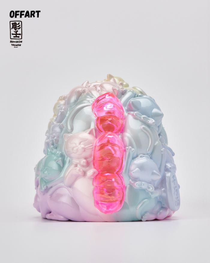 Hundred Cats Red Lotus Mini Lucky Head Sculpture - Sweet Frosting Version