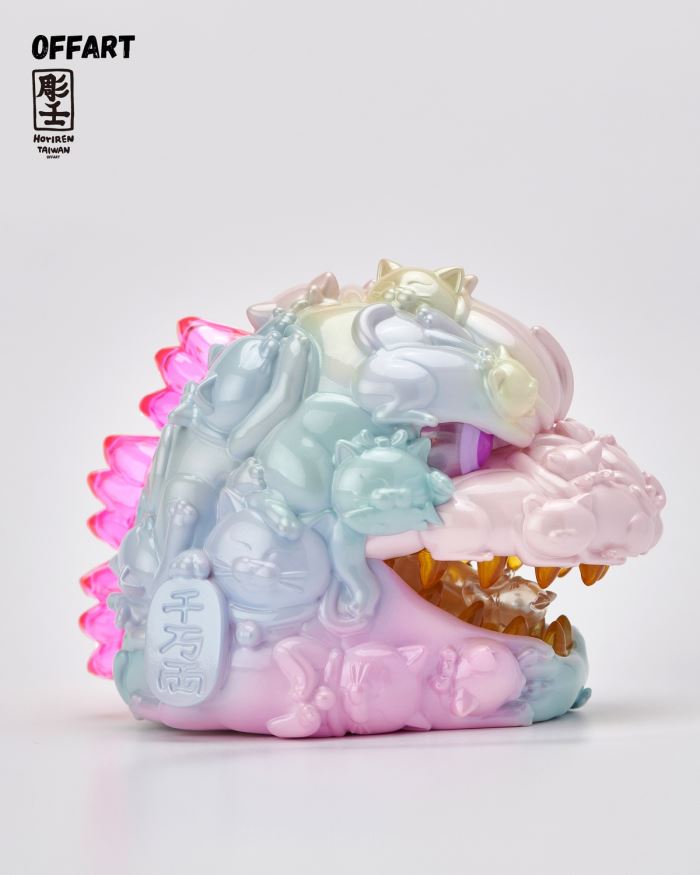 Hundred Cats Red Lotus Mini Lucky Head Sculpture - Sweet Frosting Version