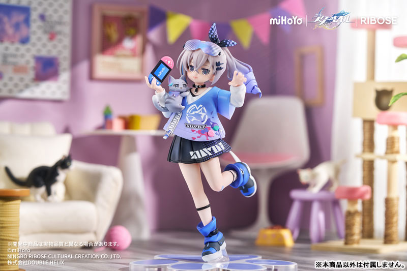 RISE UP+ Honkai: Star Rail Chibi Cat Series Figure Silver Wolf Ver