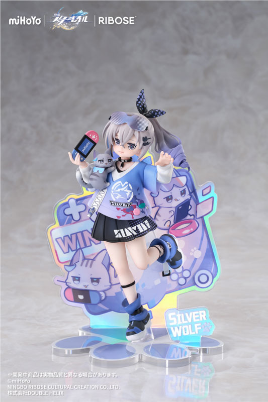 RISE UP+ Honkai: Star Rail Chibi Cat Series Figure Silver Wolf Ver