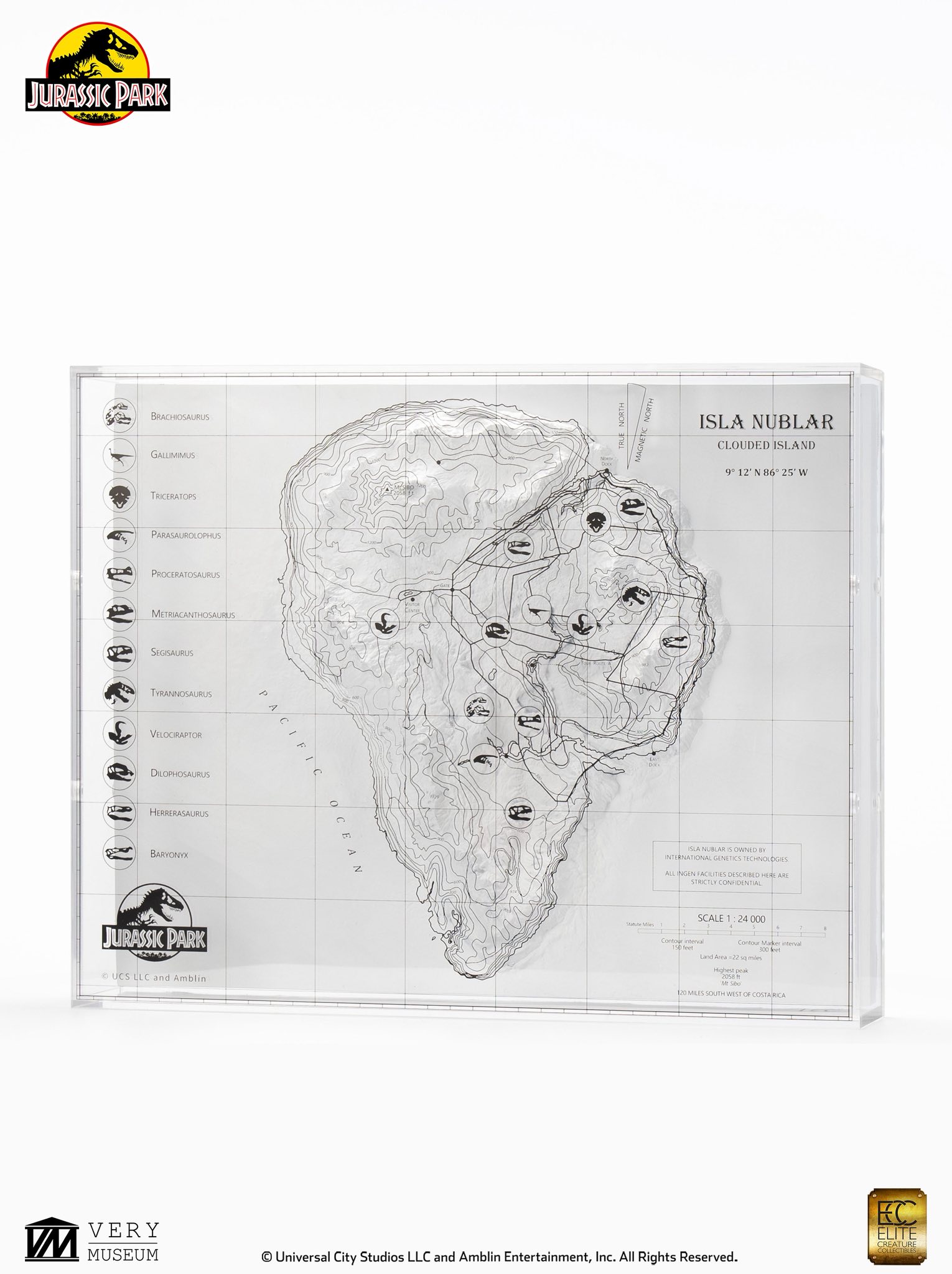 Jurassic Park Isla Nublar 3D Map Display 