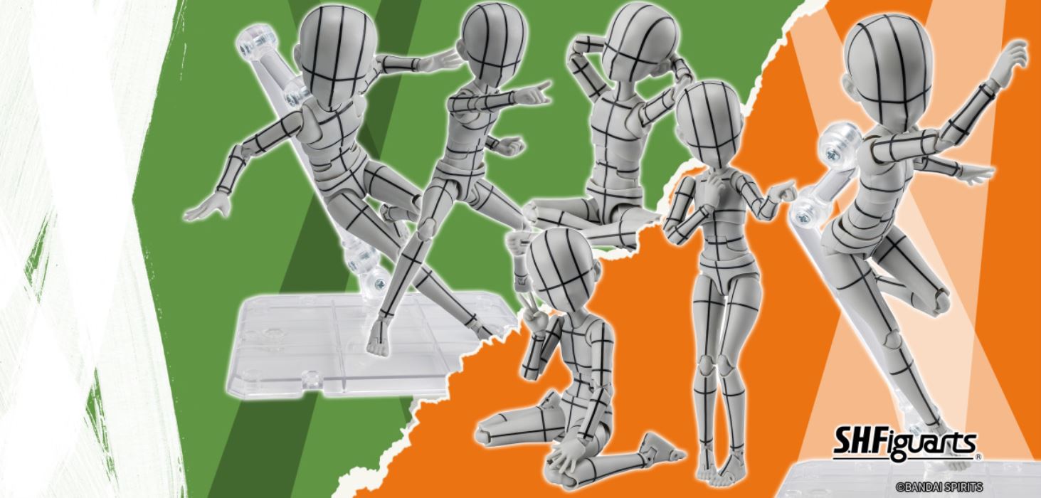 SHFiguarts Body-kun & Body-chan -Ken Sugimori- Edition-Wireframe- (Gray Color Ver.)