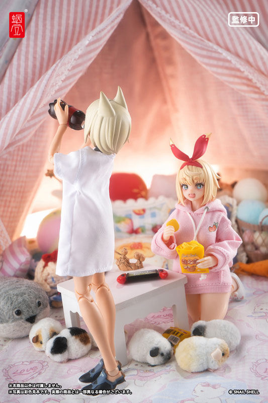 Bunny Ear Hoodie (Pink), Bunny Slippers (White) (DOLL ACCESSORY)