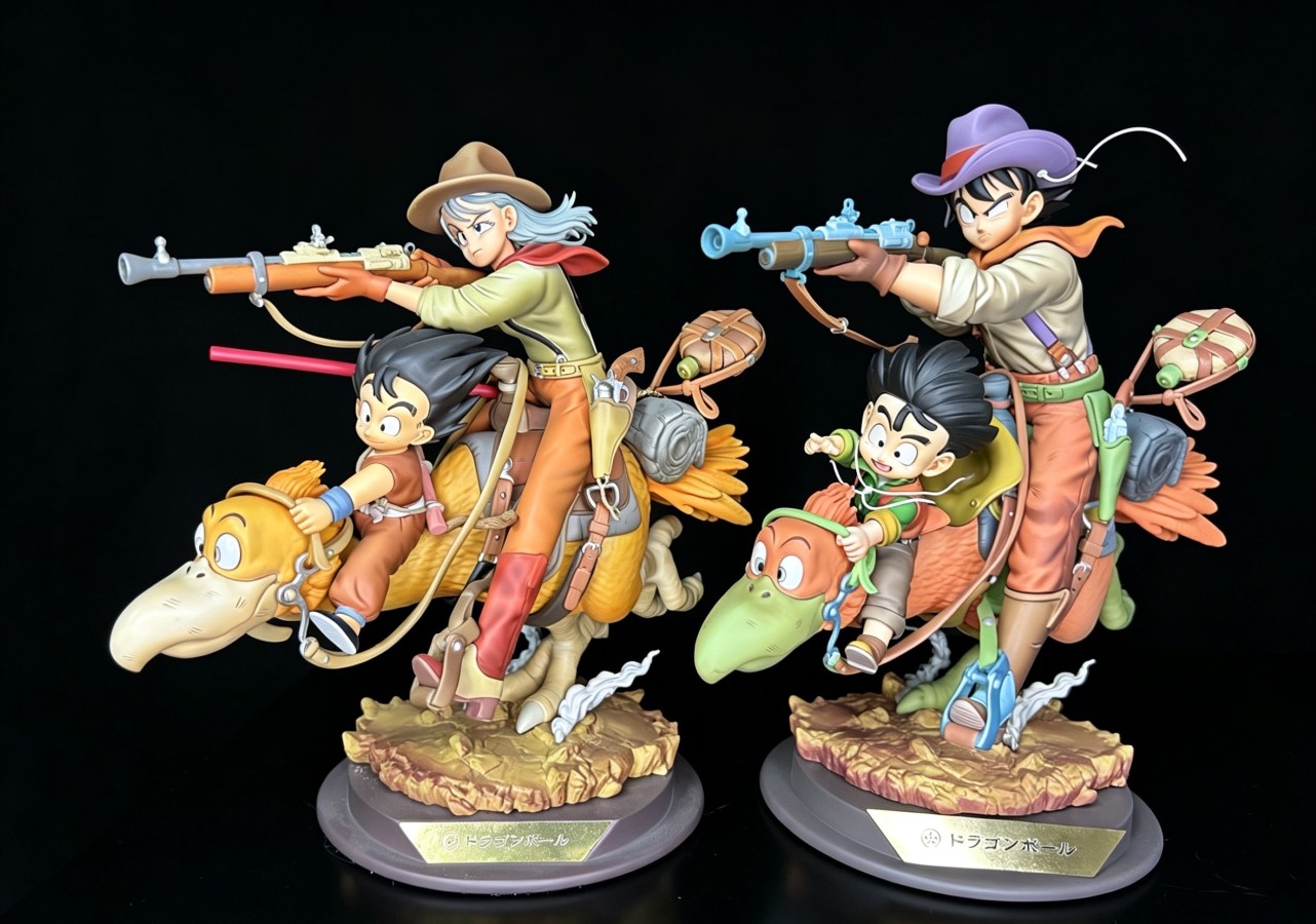 Goku & Gohan riding bird - Dragon Ball