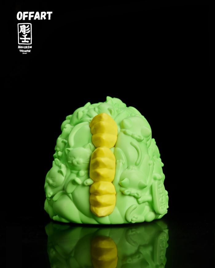 Hundred Cats Red Lotus Temperature Changing Mini Head Sculpture - Purple Flame Fusion Version