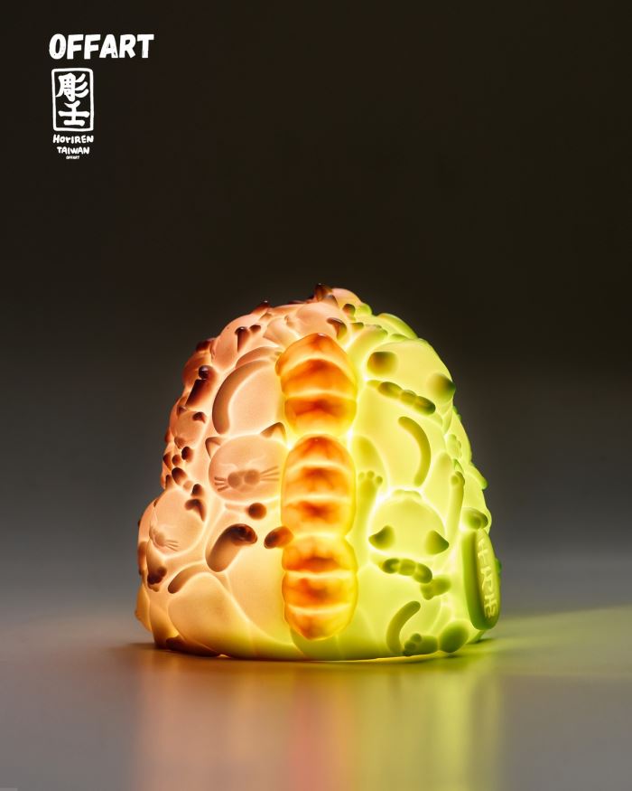 Hundred Cats Red Lotus Temperature Changing Mini Head Sculpture - Purple Flame Fusion Version