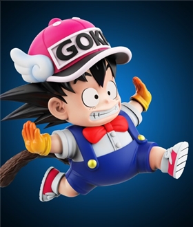 Arale-Riding-the-Cloud-Goku-Running
