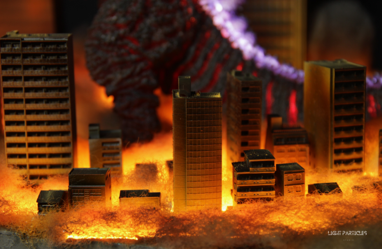 Godzilla City Fire Scene Creation