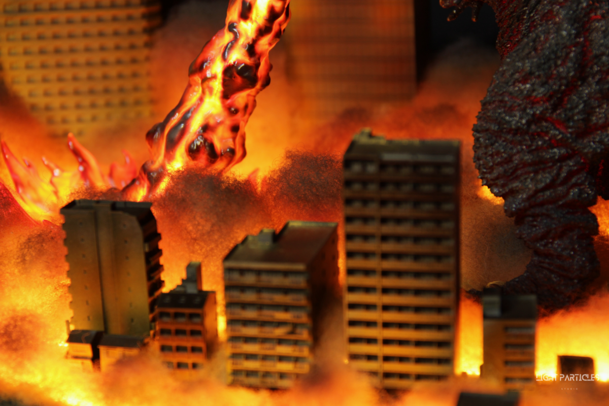 Godzilla City Fire Scene Creation