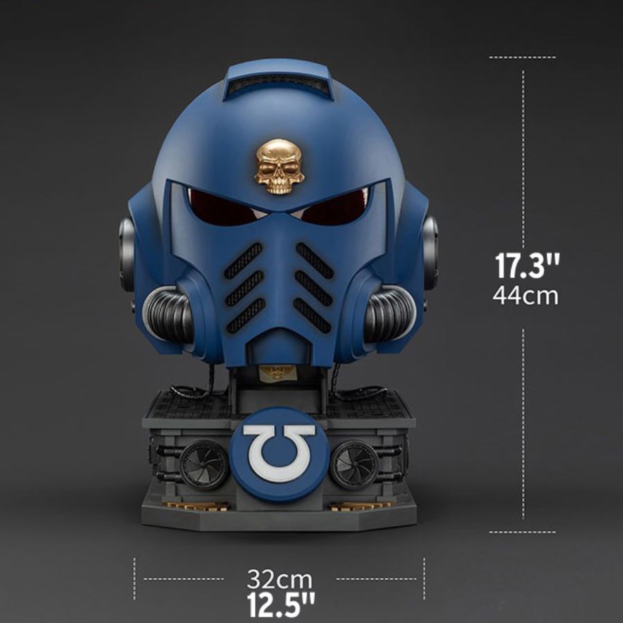 Ultramarines Captain MkX Helmet and Display Stand