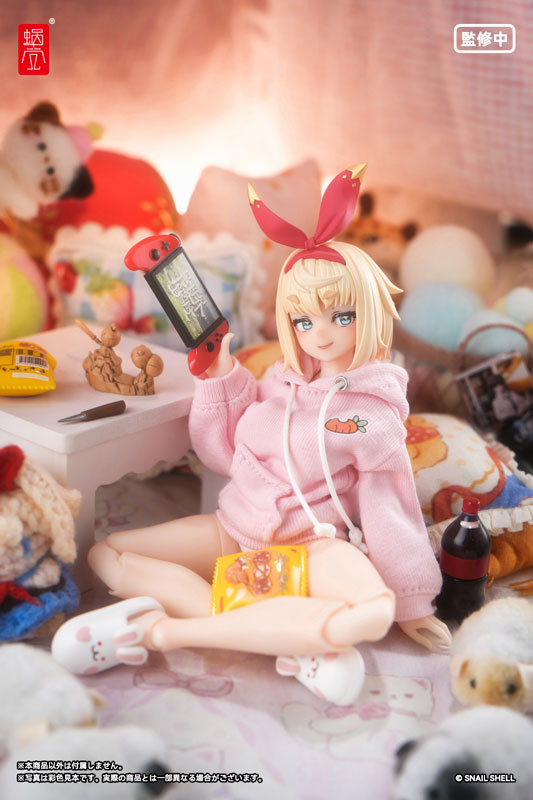 Bunny Ear Hoodie (Pink), Bunny Slippers (White) (DOLL ACCESSORY)
