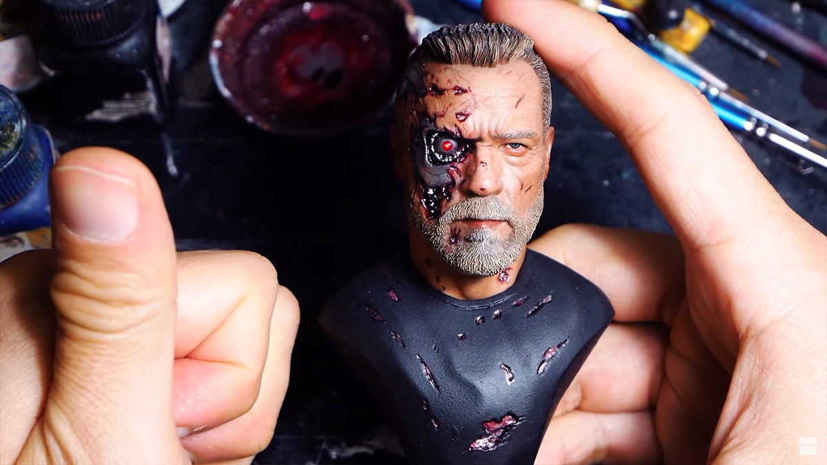 ดูขั้นตอนการปั้นและลงสี Terminator Battle Damages Ver แบบมืออาชีพ