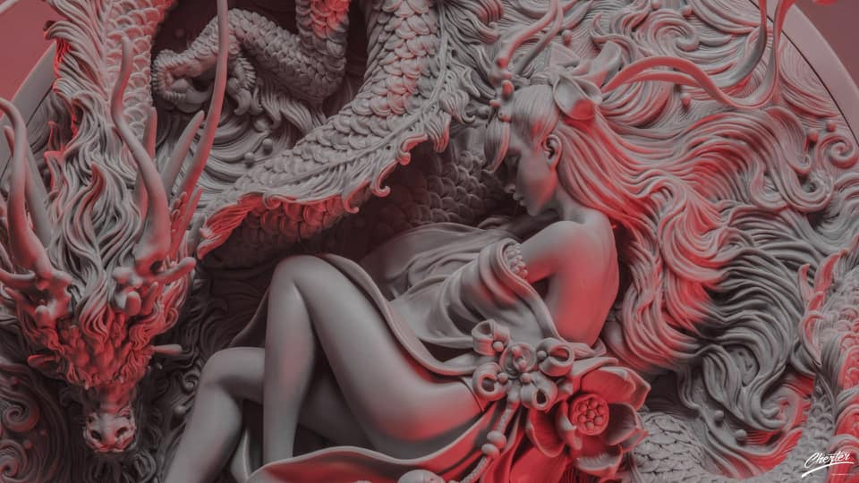 แชร์ภาพงานเพ๊นสวย ๆ Sleeping Dragon